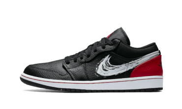 Air Jordan 1 Low Brushstroke Swoosh Black DA4659-001