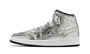 Air Jordan 1 Mid Metallic Silver "Discoball" CU9304-001