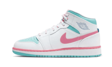 Air Jordan 1 Mid White Pink Green Soar 555112-103