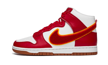 Dunk High Chenille Swoosh White Gym Red DR8805-101